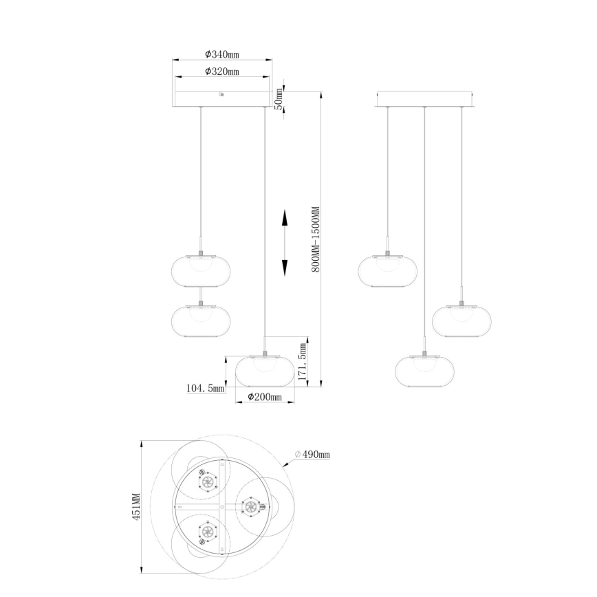 Globo - Lampadario LED a sospensione con filo 3xLED/6W/230V
