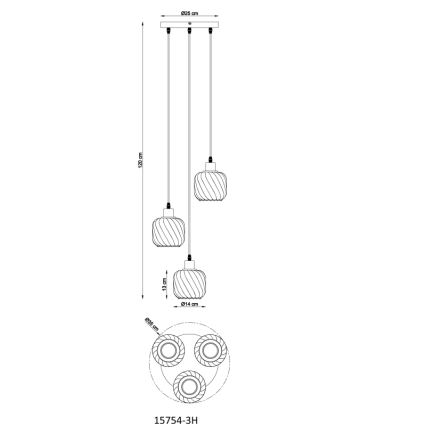 Globo - Lampadario a sospensione con filo 3xE27/25W/230V