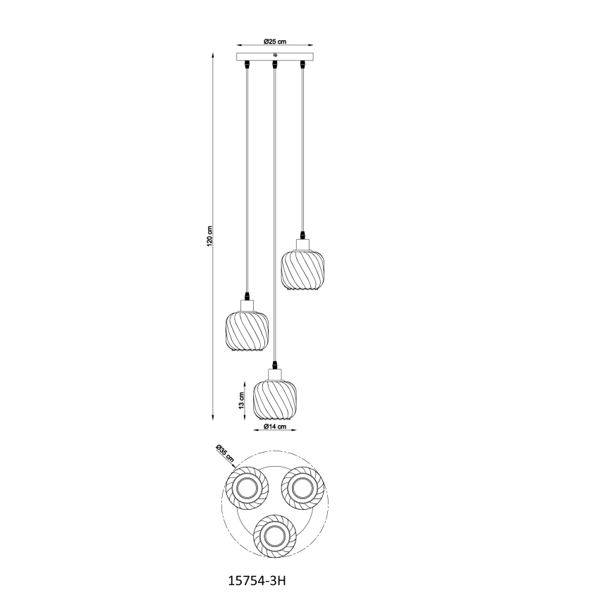 Globo - Lampadario a sospensione con filo 3xE27/25W/230V