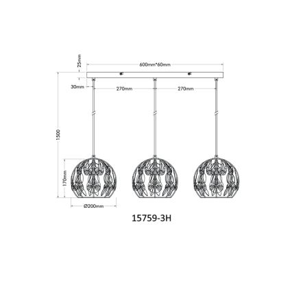 Globo - Lampadario a sospensione con filo 3xE27/40W/230V