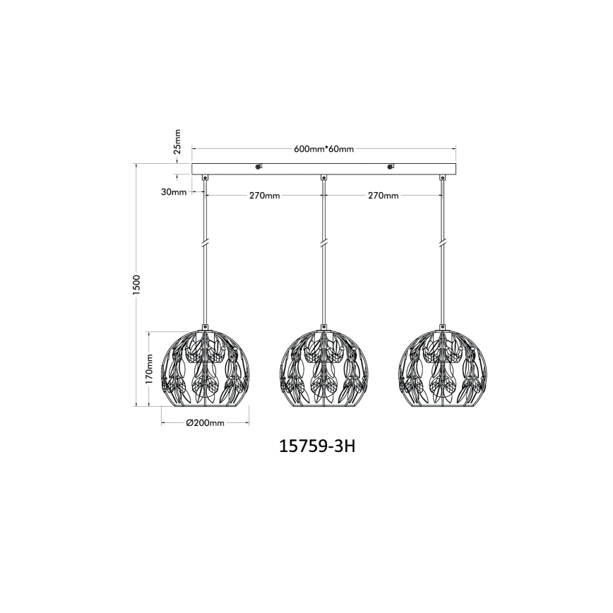 Globo - Lampadario a sospensione con filo 3xE27/40W/230V