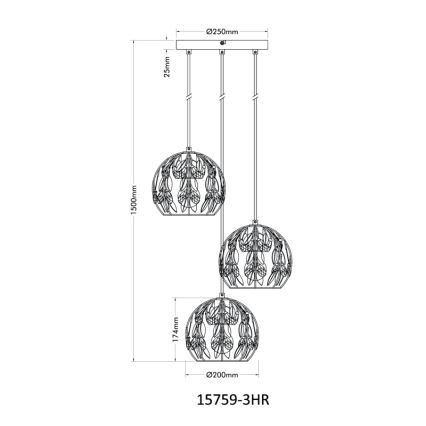 Globo - Lampadario a sospensione con filo 3xE27/40W/230V diametro 41 cm