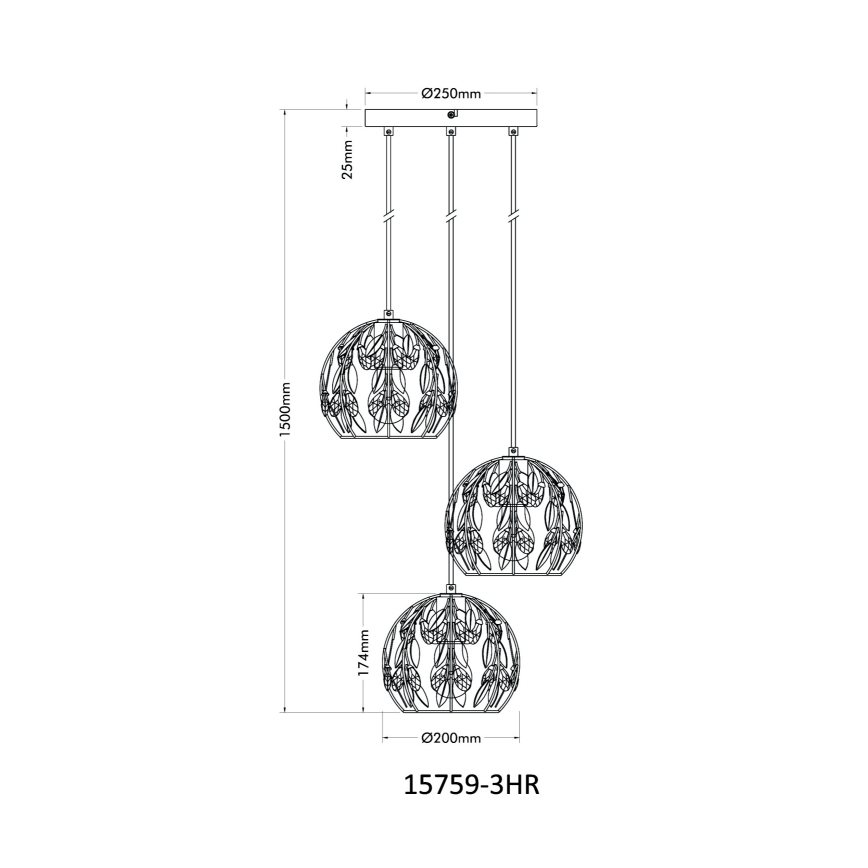 Globo - Lampadario a sospensione con filo 3xE27/40W/230V diametro 41 cm