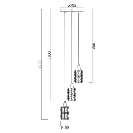 Globo 15760-3 - Lampadario di cristallo a sospensione WOLLI 3xE14/40W/230V