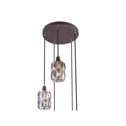 Globo - Lampadario di cristallo a sospensione WOLLI 5xE14/40W/230V