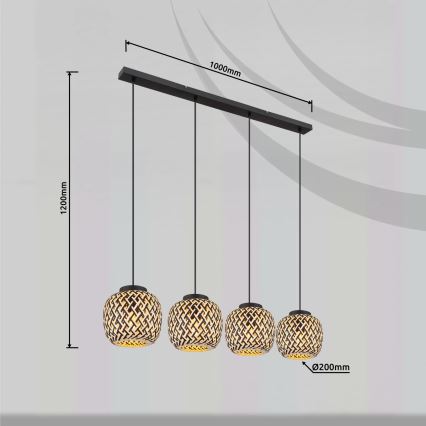 Globo 15766-4H - Lampadario a sospensione con filo COLLY 4xE27/15W/230V
