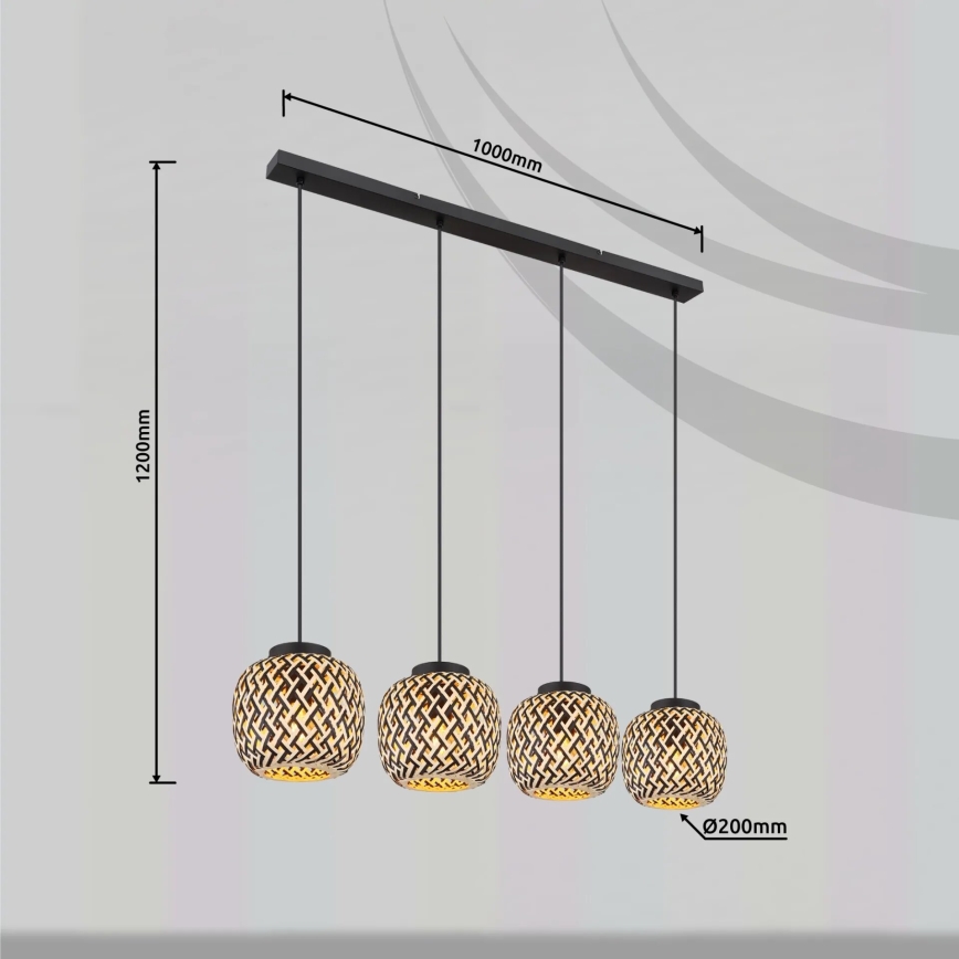 Globo 15766-4H - Lampadario a sospensione con filo COLLY 4xE27/15W/230V