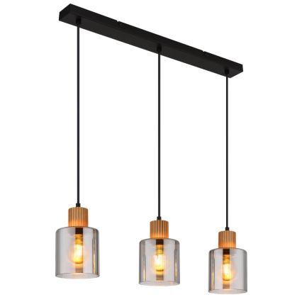 Globo - Lampadario a sospensione con filo 3xE27/25W/230V nero