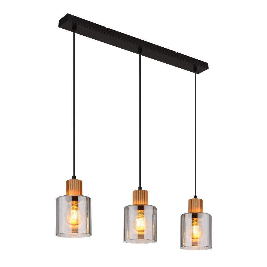 Globo - Lampadario a sospensione con filo 3xE27/25W/230V nero