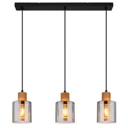 Globo - Lampadario a sospensione con filo 3xE27/25W/230V nero