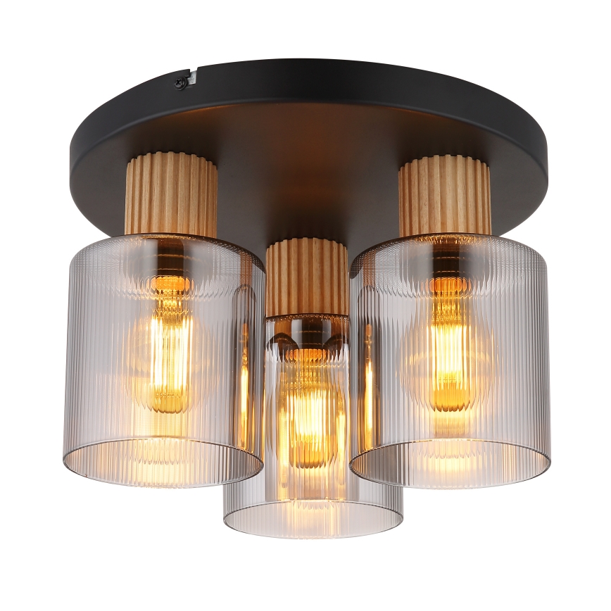 Globo - Lampadario a plafone 3xE27/25W/230V nero diametro 30 cm