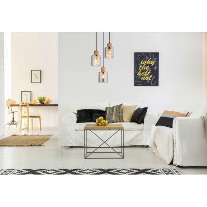 Globo - Lampadario a sospensione con filo 3xE27/25W/230V nero diametro 30 cm
