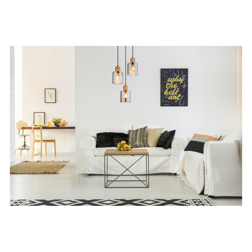 Globo - Lampadario a sospensione con filo 3xE27/25W/230V nero diametro 30 cm