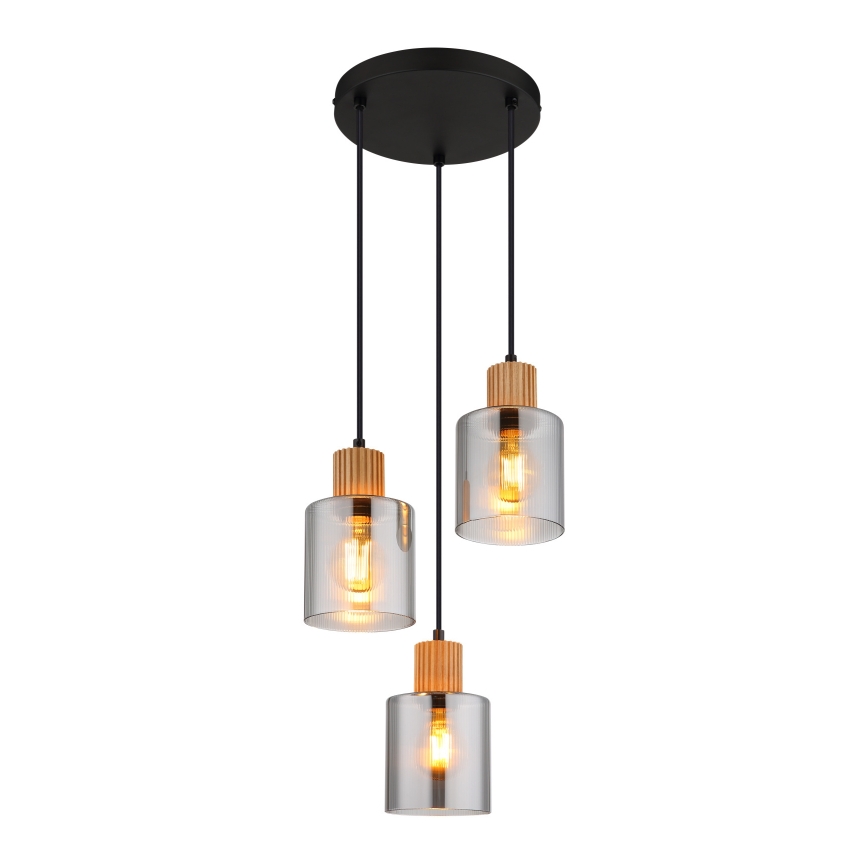 Globo - Lampadario a sospensione con filo 3xE27/25W/230V nero diametro 30 cm
