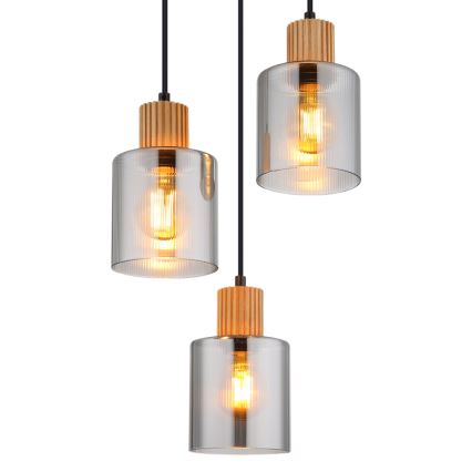 Globo - Lampadario a sospensione con filo 3xE27/25W/230V nero diametro 30 cm
