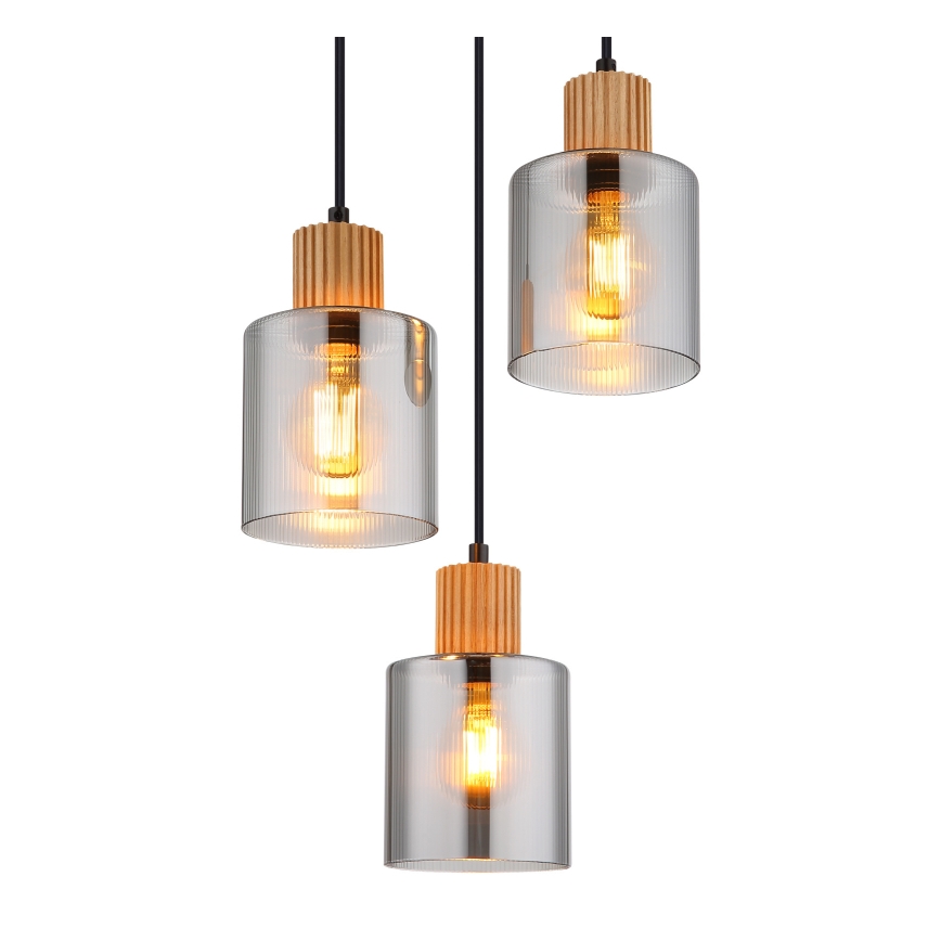 Globo - Lampadario a sospensione con filo 3xE27/25W/230V nero diametro 30 cm
