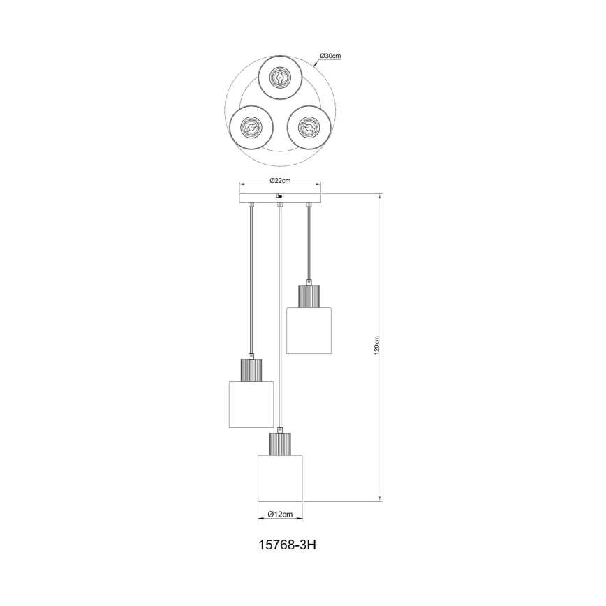 Globo - Lampadario a sospensione con filo 3xE27/25W/230V nero diametro 30 cm