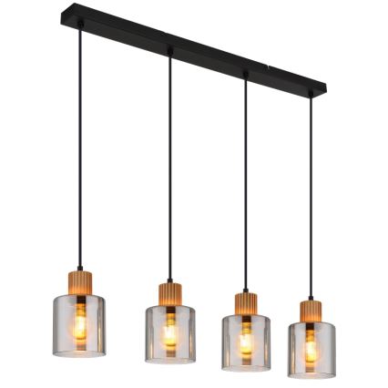 Globo - Lampadario a sospensione con filo 4xE27/25W/230V nero