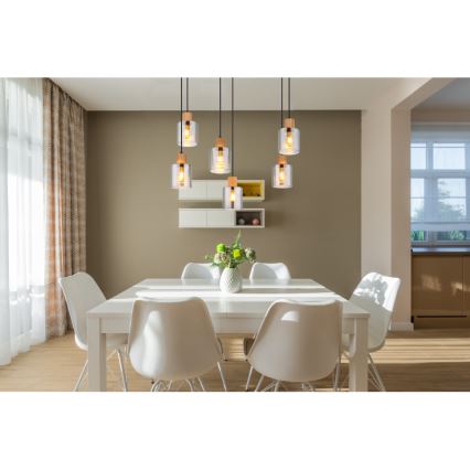 Globo - Lampadario a sospensione con filo 6xE27/25W/230V nero