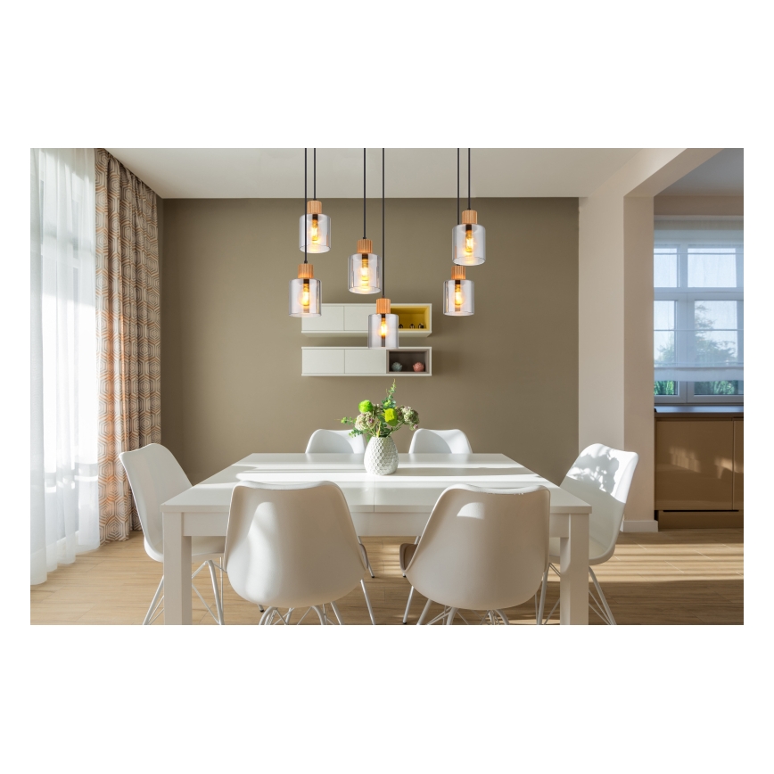 Globo - Lampadario a sospensione con filo 6xE27/25W/230V nero