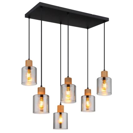 Globo - Lampadario a sospensione con filo 6xE27/25W/230V nero