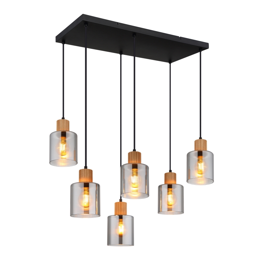 Globo - Lampadario a sospensione con filo 6xE27/25W/230V nero