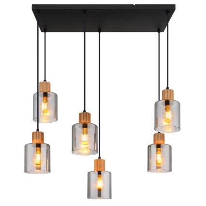 Globo - Lampadario a sospensione con filo 6xE27/25W/230V nero