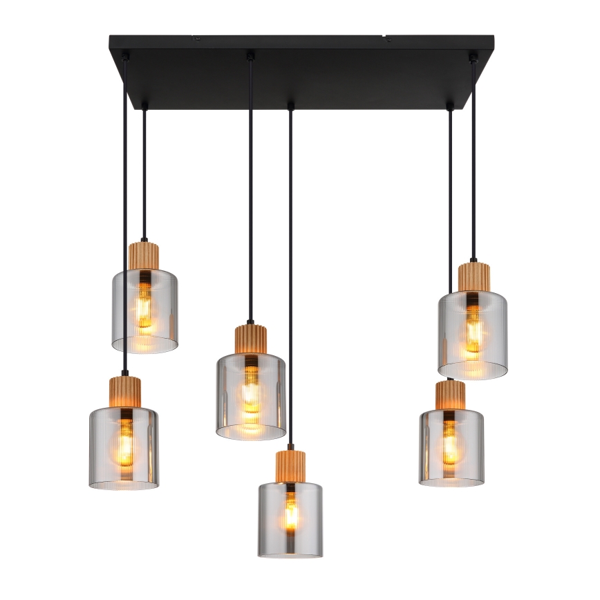 Globo - Lampadario a sospensione con filo 6xE27/25W/230V nero
