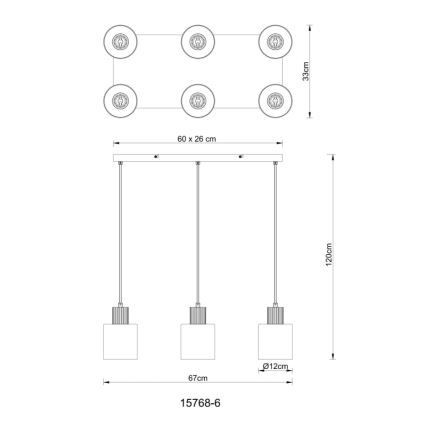 Globo - Lampadario a sospensione con filo 6xE27/25W/230V nero