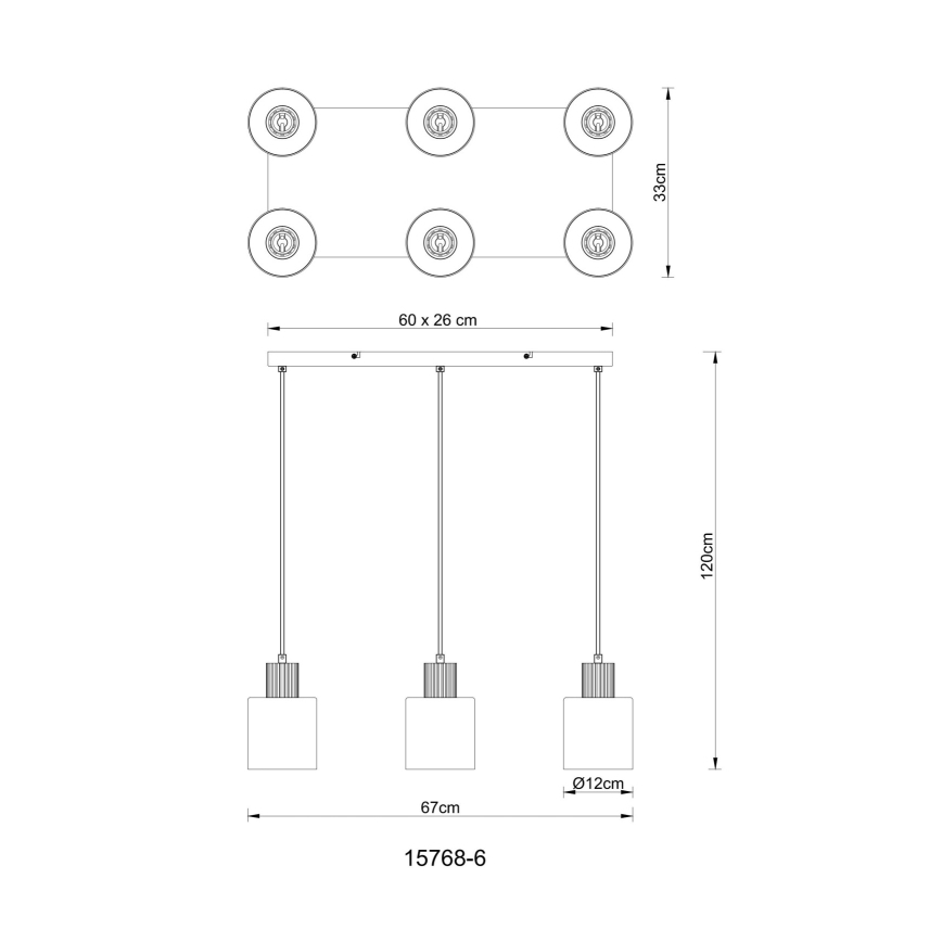 Globo - Lampadario a sospensione con filo 6xE27/25W/230V nero