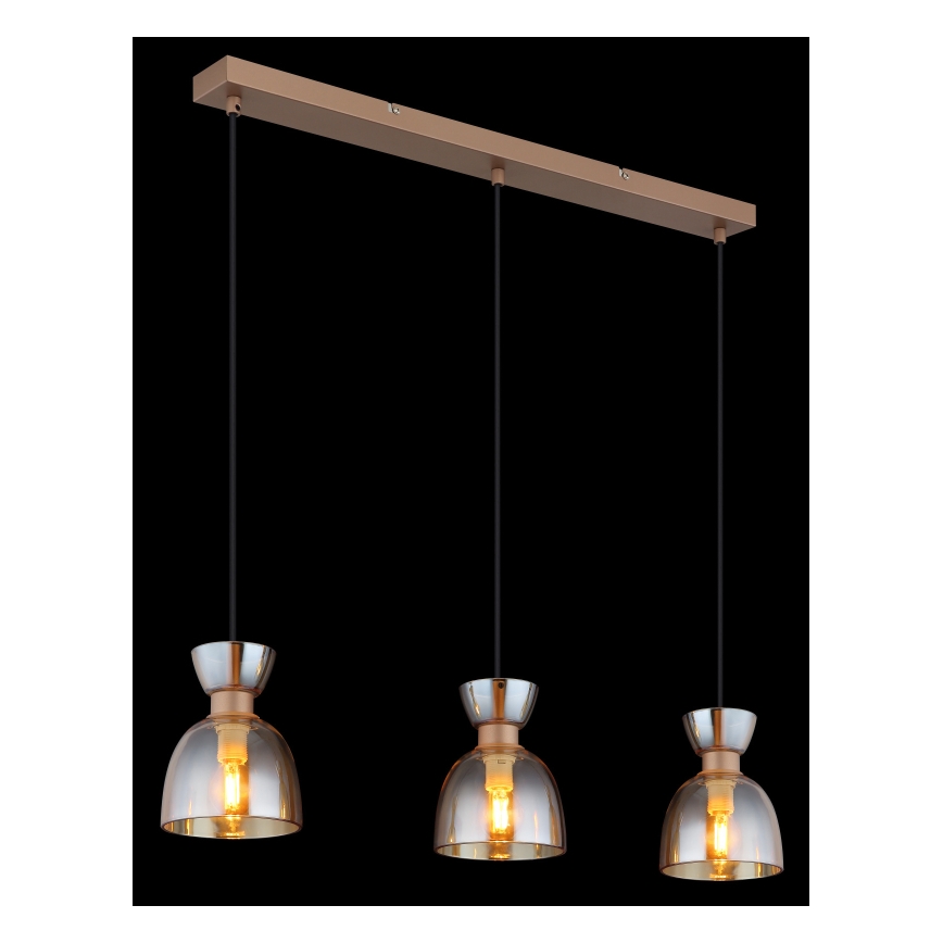 Globo - Lampadario a sospensione con filo 3xE14/40W/230V marrone/fumé