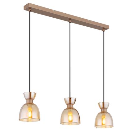 Globo - Lampadario a sospensione con filo 3xE14/40W/230V marrone/fumé
