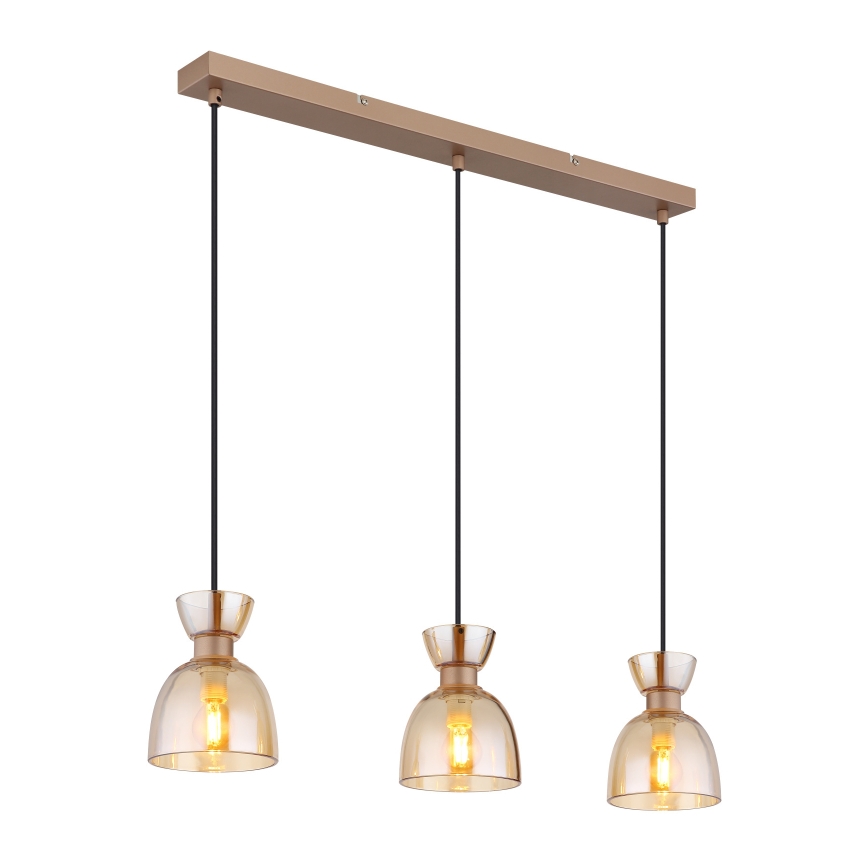 Globo - Lampadario a sospensione con filo 3xE14/40W/230V marrone/fumé