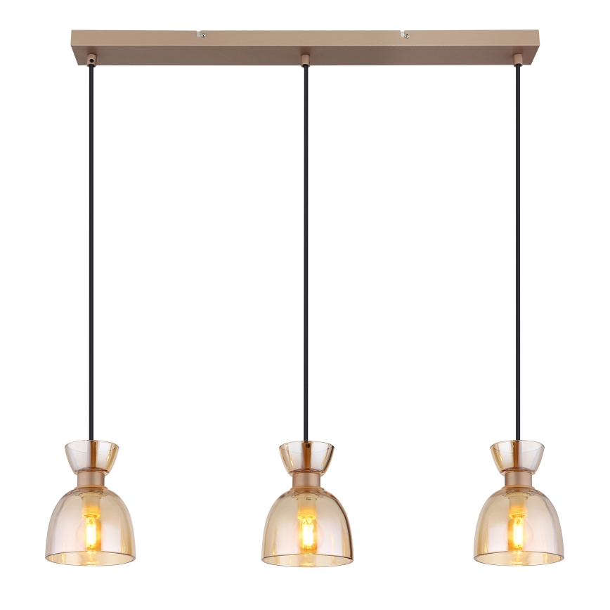 Globo - Lampadario a sospensione con filo 3xE14/40W/230V marrone/fumé