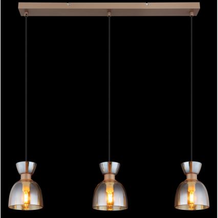 Globo - Lampadario a sospensione con filo 3xE14/40W/230V marrone/fumé