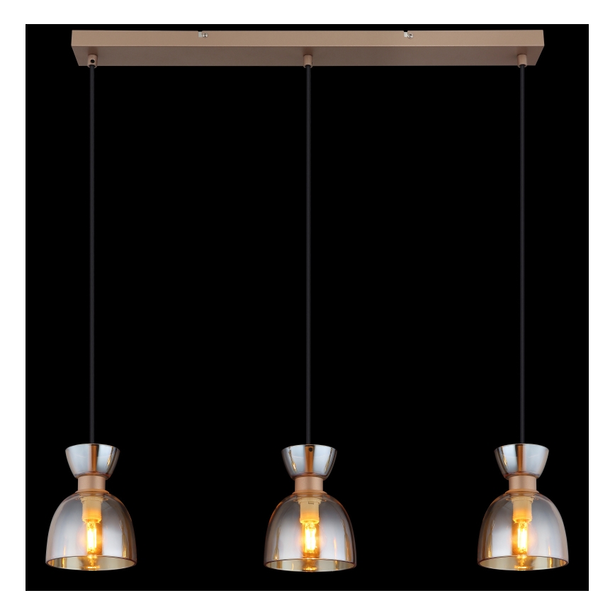 Globo - Lampadario a sospensione con filo 3xE14/40W/230V marrone/fumé