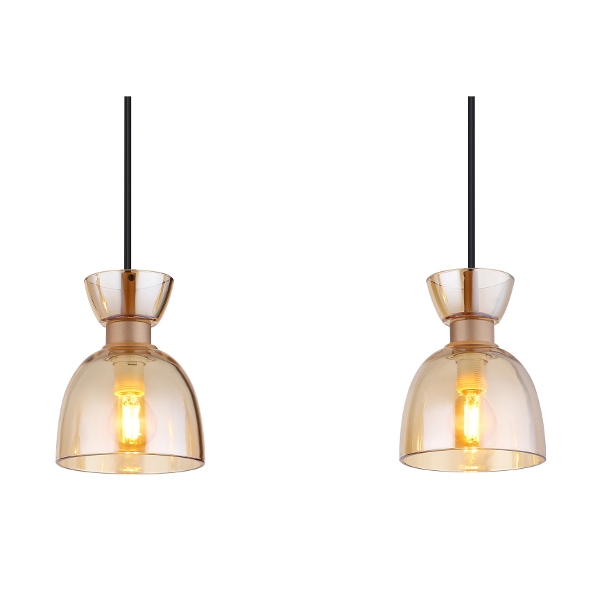 Globo - Lampadario a sospensione con filo 3xE14/40W/230V marrone/fumé