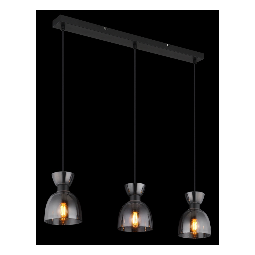 Globo - Lampadario a sospensione con filo 3xE14/40W/230V nero/fumé