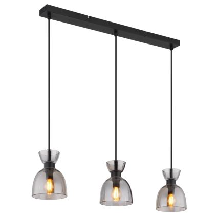 Globo - Lampadario a sospensione con filo 3xE14/40W/230V nero/fumé
