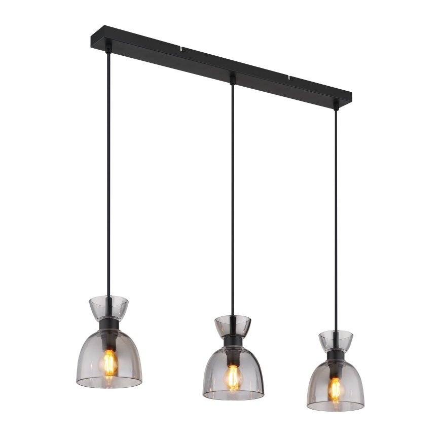 Globo - Lampadario a sospensione con filo 3xE14/40W/230V nero/fumé