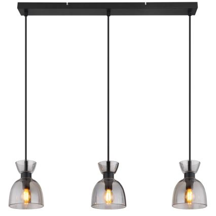 Globo - Lampadario a sospensione con filo 3xE14/40W/230V nero/fumé