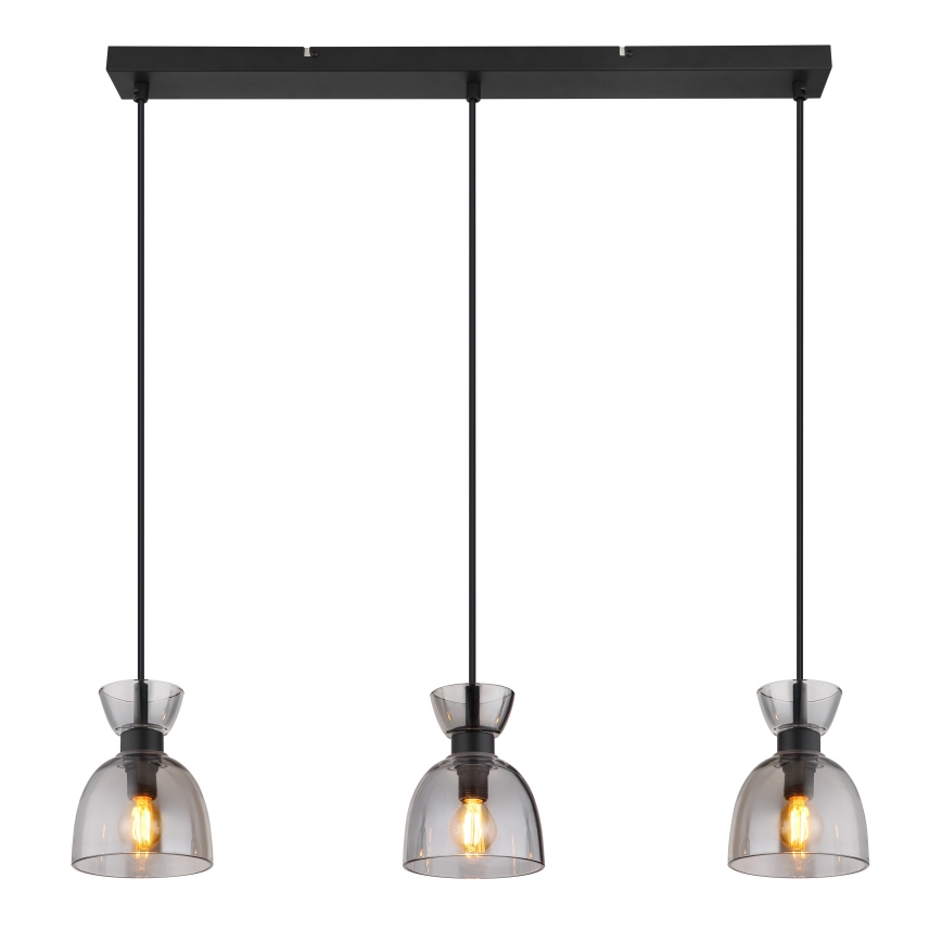Globo - Lampadario a sospensione con filo 3xE14/40W/230V nero/fumé
