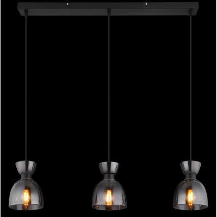 Globo - Lampadario a sospensione con filo 3xE14/40W/230V nero/fumé