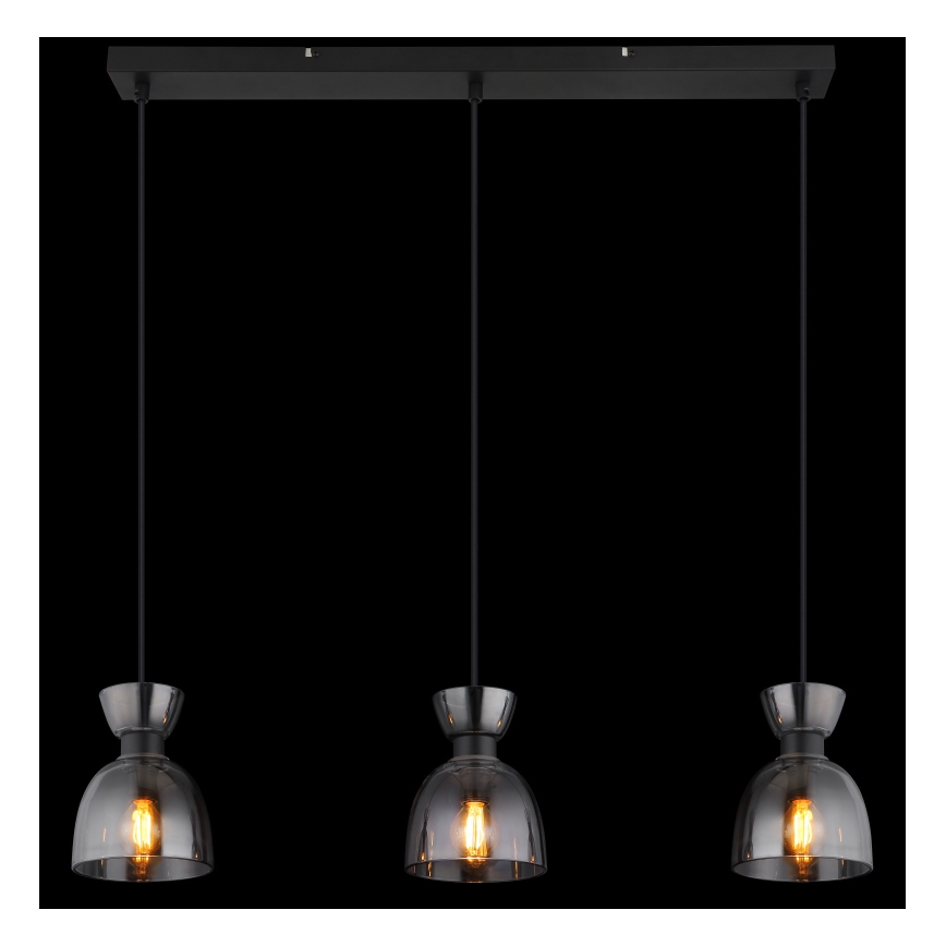 Globo - Lampadario a sospensione con filo 3xE14/40W/230V nero/fumé