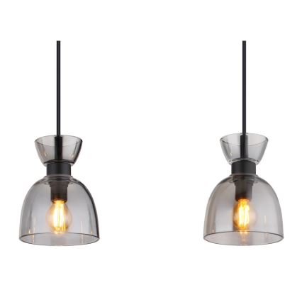 Globo - Lampadario a sospensione con filo 3xE14/40W/230V nero/fumé