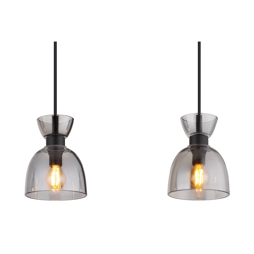 Globo - Lampadario a sospensione con filo 3xE14/40W/230V nero/fumé