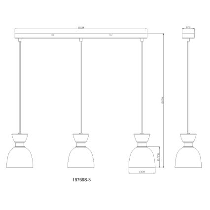 Globo - Lampadario a sospensione con filo 3xE14/40W/230V nero/fumé