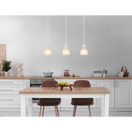 Globo - Lampadario a sospensione con filo 3xE14/40W/230V bianco