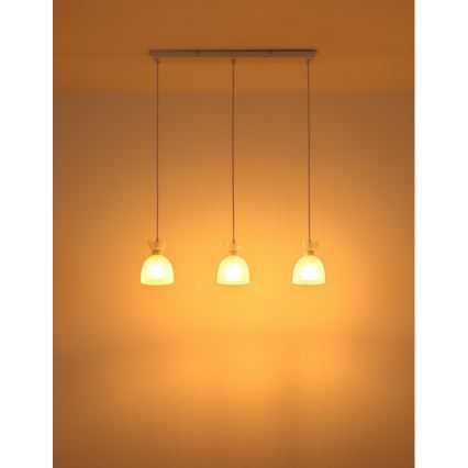 Globo - Lampadario a sospensione con filo 3xE14/40W/230V bianco