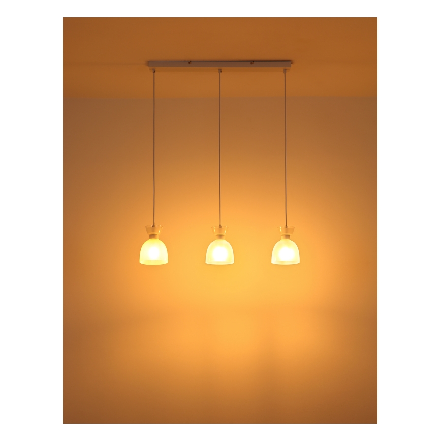 Globo - Lampadario a sospensione con filo 3xE14/40W/230V bianco